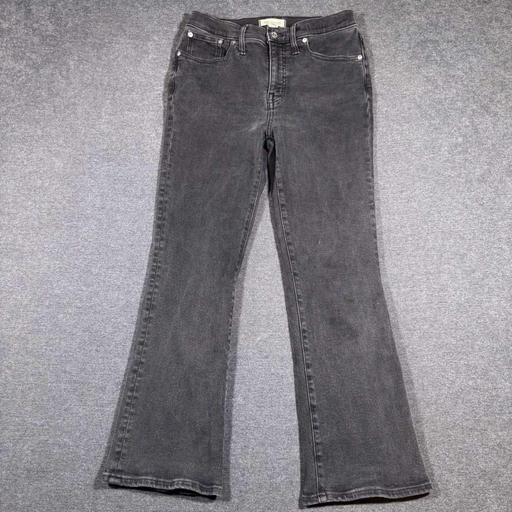 Madewell Mid-Rise Kick Out Jeans Women 27‎ Black Faded Stretch Flare Denim Boho